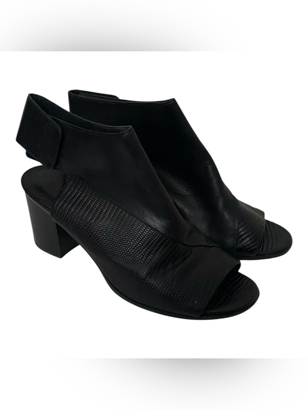 Vince Black Open-Toe Slingback Block Heel Leather Shoes Sandals 8
